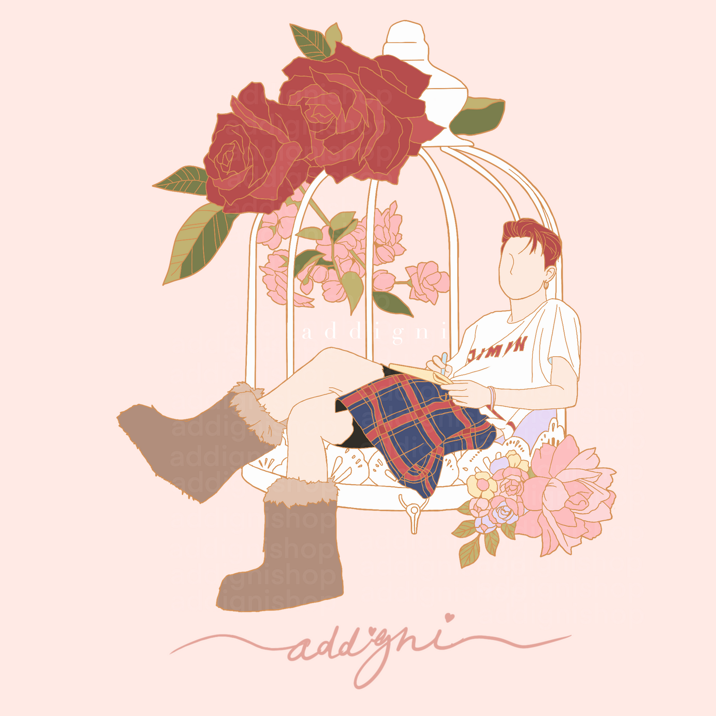 Red Flower Jimin Pin